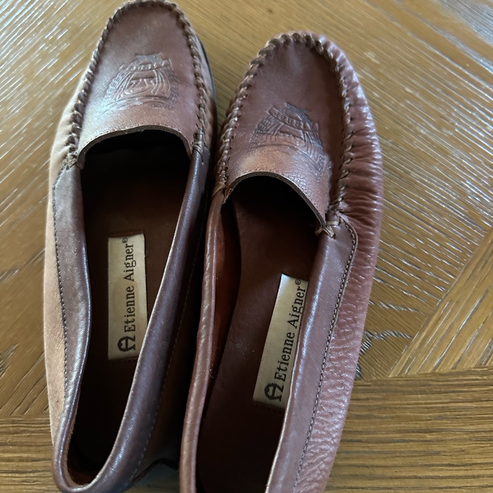 Etienne Aigner Chestnut Leather Flats
